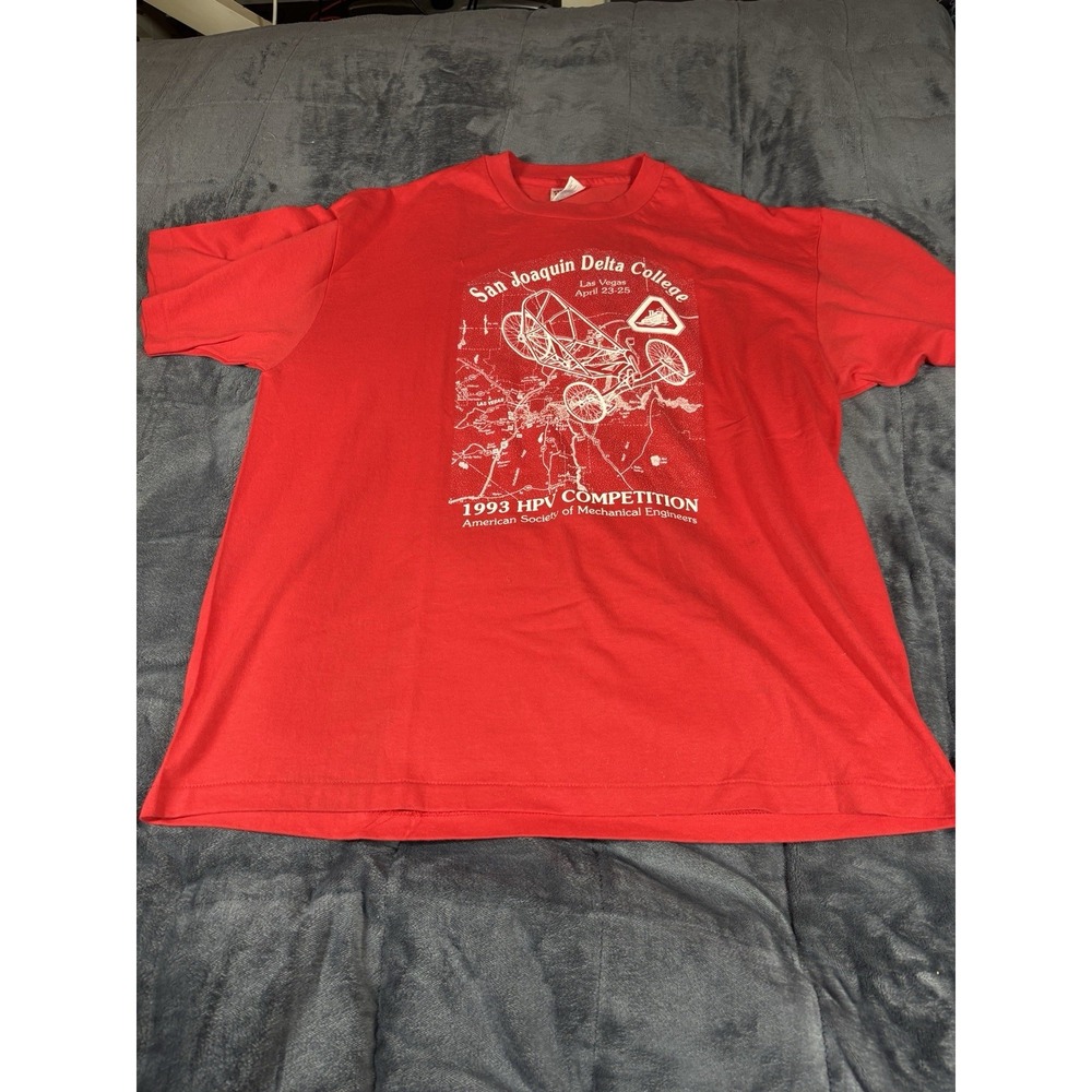 Vintage, Delta College 1993 Hpv Competition, Red‎ T-Shirt Size XL